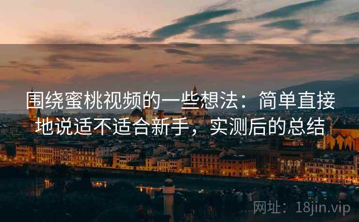围绕蜜桃视频的一些想法：简单直接地说适不适合新手，实测后的总结  第2张