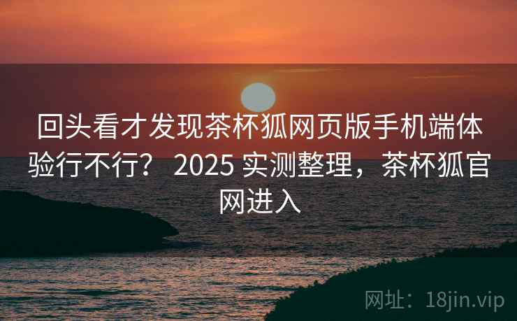 回头看才发现茶杯狐网页版手机端体验行不行？ 2025 实测整理，茶杯狐官网进入