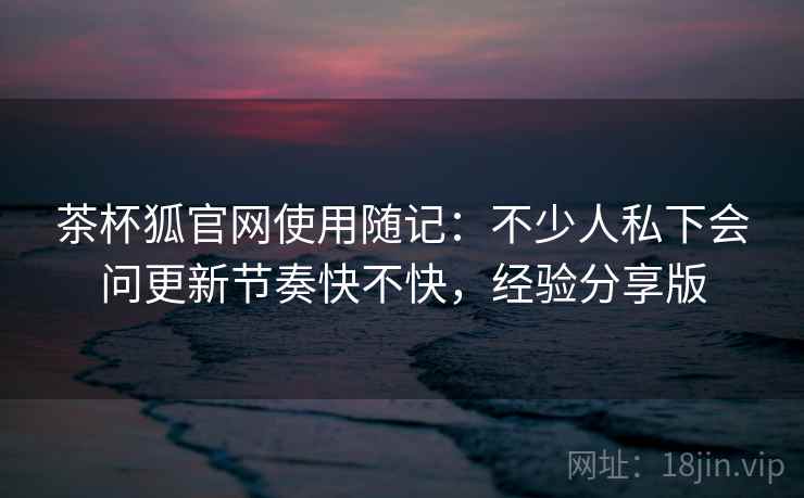 茶杯狐官网使用随记:不少人私下会问更新节奏快不快,经验分享版