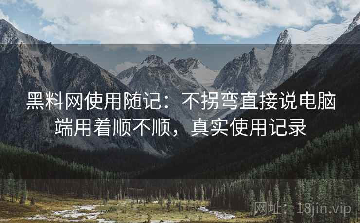 黑料网使用随记：不拐弯直接说电脑端用着顺不顺，真实使用记录  第2张